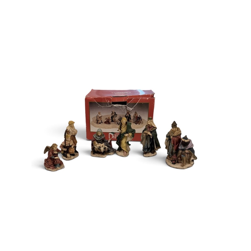 Dillards Trimmings Nativity Set 7 Piece Holy Family Wise Men Angel Figurines Box